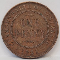 AUSTRALIA 1921 . ONE 1 PENNY . INDIAN DIE . 6 PEARLS